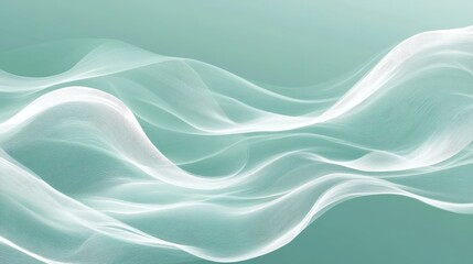 Fototapeta premium Abstract flowing white lines creating gentle curves against a turquoise background