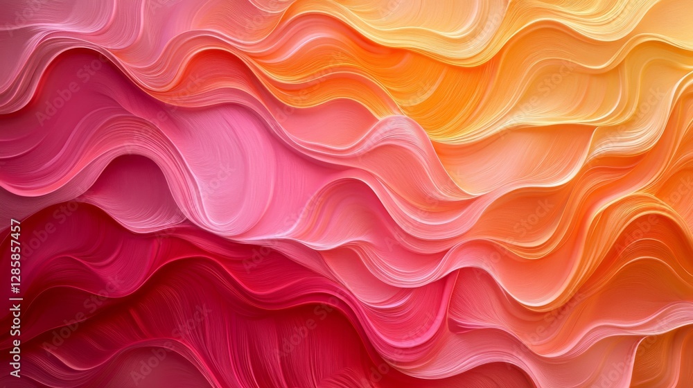 Poster waves of pinks and oranges creates a unique colorful design