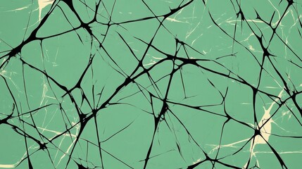 Black Lines and White Splashes Over a Green Background