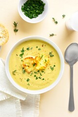 Cauliflower cheese soup, top view
