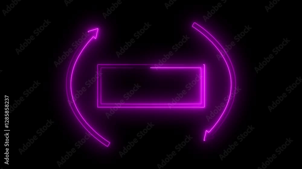 Poster abstract neon glowing auto rotate icon animation. 4k motion graphics animation.