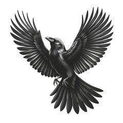 Obraz premium Striking Black Raven Tattoo Design Against Pure White Background