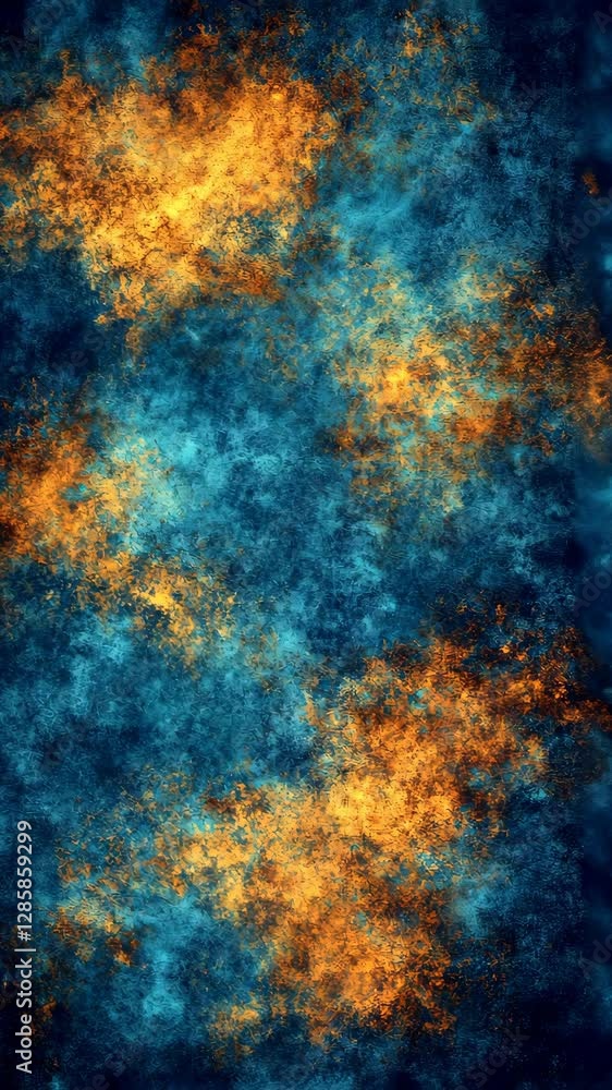 Poster colorful abstract design featuring vibrant blue and orange hues creating a dynamic visual effect