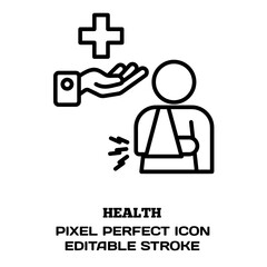 Fototapeta premium Health symbol, featuring an editable stroke outline icon isolated on white background flat vector illustration. Pixel perfect