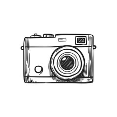Photo Camera doodle icon. hand drawn sketch in vector isolated background