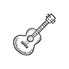 Guitar doodle icon. hand drawn sketch in vector isolated background