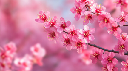 Fototapeta premium Delicate pink cherry blossoms in full bloom for spring themes, floral designs, and romantic backgrounds