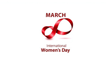 Red infinity ribbon with MARCH text and International Women's Day