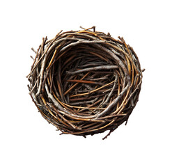 Natural Bird Nest with Spotted Eggs on Transparent Background