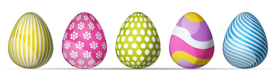 Colorful Easter Egg Art Collection with Various Patterns Geometrical and Abstract. Isolated Festive Illustration