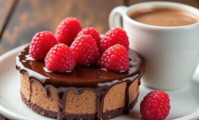 Chocolate cake with raspberries