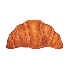 A traditional watercolor croissant isolated on a white background