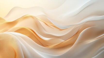 Beige and Gold Fabric Flowing in an Artistic Abstract Manner