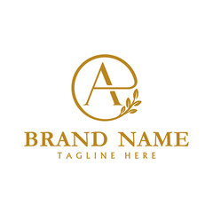 Initial Letter A leaf circle Logo, usable for Business and Branding Logos. Flat Vector Logo Design Template Element.
