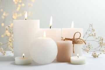 Beautiful composition with candles on the table
