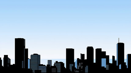 Modern Urban Skyline in Negative Space Art Style
