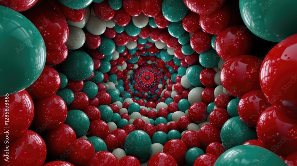 Aufkleber spinning spheres visualization abstract space digital art colorful environment spiral view science c