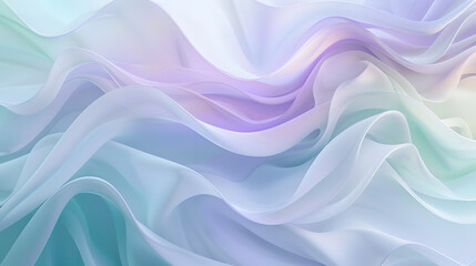 Obraz premium Soft pastel flowing fabric background, delicate sheer textile waves, airy and elegant translucent chiffon, gentle artistic drapery, dreamy lightweight material texture 