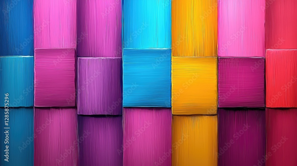 Poster vibrant abstract color blocks digital art modern style bright environment eye-level view visual insp