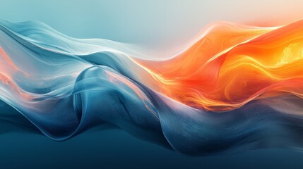 Abstract flowing blue and orange colors swirl into existence