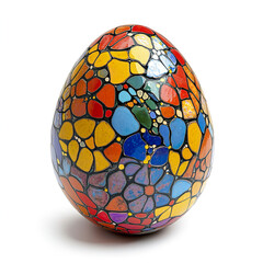 Colorful mosaic Easter egg on white background