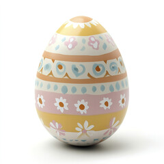 Colorful Easter egg with floral patterns on white background