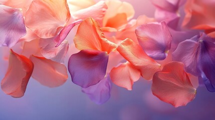 Vibrant and colorful petals of flowers gracefully arranged in a display