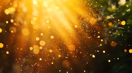 Naklejka premium Forest Glowing with Sunlight Rays