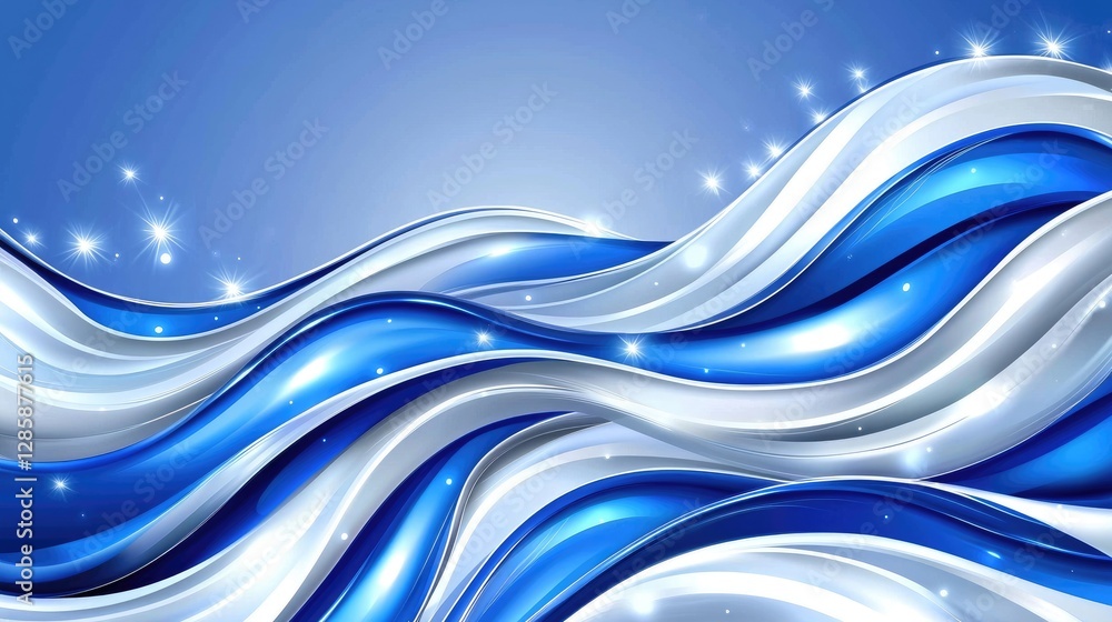 Poster dynamic blue waves flowing in a serene ocean abstract design calm and inviting atmosphere