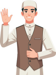 vector muslim say hello