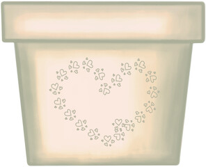 Lovely style and colors with hearts pattern of creamy pot for grow plant.