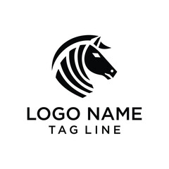 Monochrome silhouette black zebra logo design template vector icon illustration