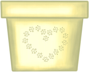 Lovely style and colors with hearts pattern of yellow pot for grow plant.