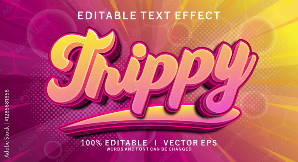 Poster trippy 3d vector text effect with modern style design