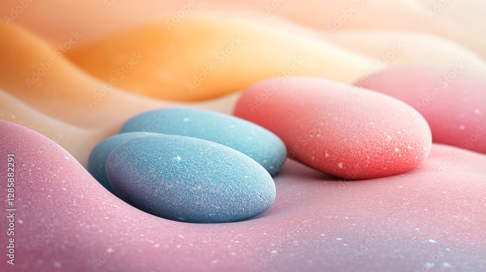 Poster abstract colors and shapes with smooth rounded objects