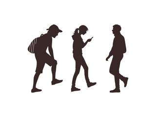 A Collection of People in Various Poses Silhouette. Silhouette Collection of People in Various Poses � Human Figure Silhouettes for Design and Illustration