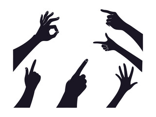 Collection of Hands Silhouette. Collection of Hands Silhouettes � Multiple Hand Gestures and Signs in a Silhouette Set