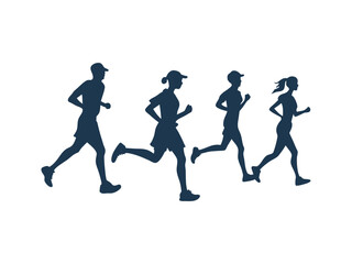Collection of Marathon Silhouette. Collection of Marathon Silhouettes � Runners in Action, Sprinting and Jogging Poses
