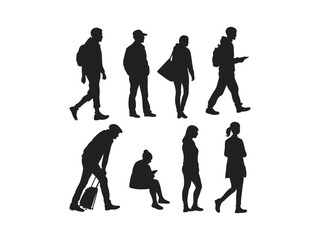 Collection of runner silhouette. Collection of runner silhouette vector, jogging silhouette set, athletic running figures in silhouette style