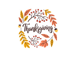 Happy Thanksgiving Day Banner with Thanksgiving Lettering. Happy Thanksgiving Day Banner with Festive Lettering and Calligraphy Design
