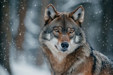 Eye to Eye: A Majestic Wolf's Intense Gaze in the Wintry Wilderness