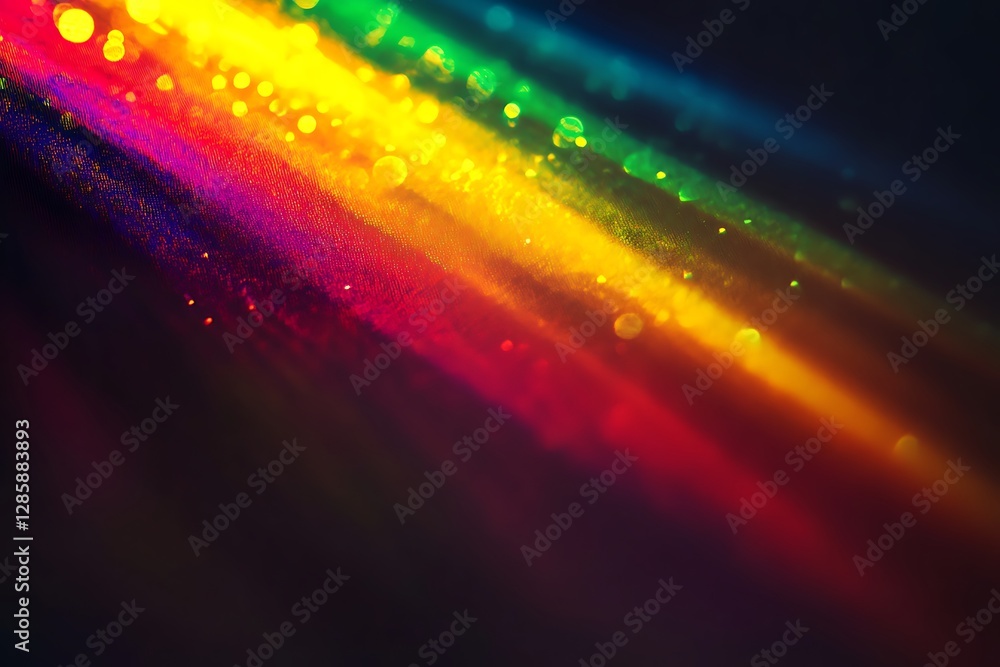 Poster abstract colorful light streaks and bokeh.