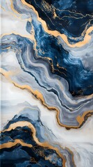 Gray blue gold marble fluid texture poster background