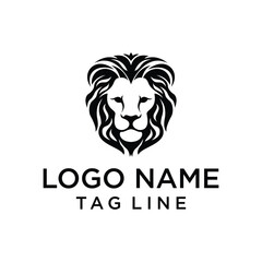 Black and white Lion head vector illustration with symmetrical design, for your logo template