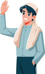 vector muslim say hello