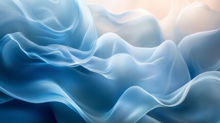 Fototapeta premium Abstract blue and white wavy smoke or fabric art