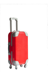 Red travel suitcase, on transparent background, png
