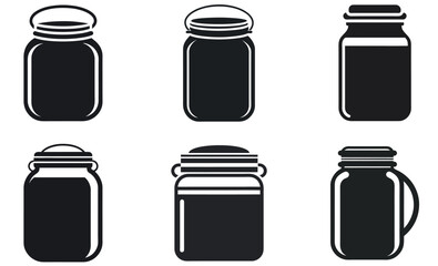 Set of Simple Black and White Glass Jar Illustrations design