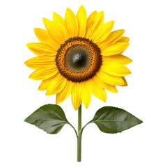 Obraz premium Bright sunflower with vibrant yellow petals , Summer element, isolated on transparent background