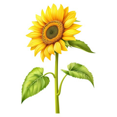 Fototapeta premium Bright sunflower with vibrant yellow petals , Summer element, isolated on transparent background